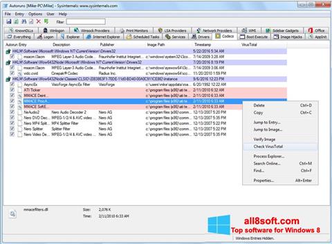 Στιγμιότυπο οθόνης AutoRuns Windows 8
