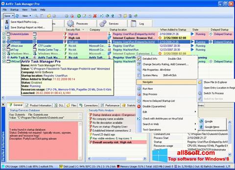 Στιγμιότυπο οθόνης AnVir Task Manager Windows 8