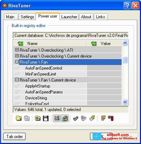 Στιγμιότυπο οθόνης RivaTuner Windows 8