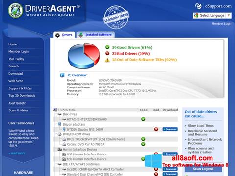 Στιγμιότυπο οθόνης DriverAgent Windows 8