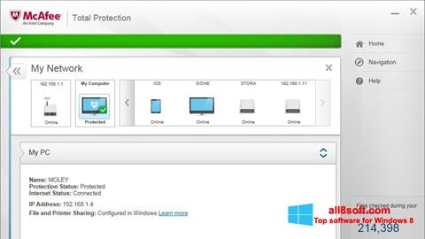 Στιγμιότυπο οθόνης McAfee Total Protection Windows 8