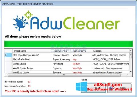 Στιγμιότυπο οθόνης AdwCleaner Windows 8