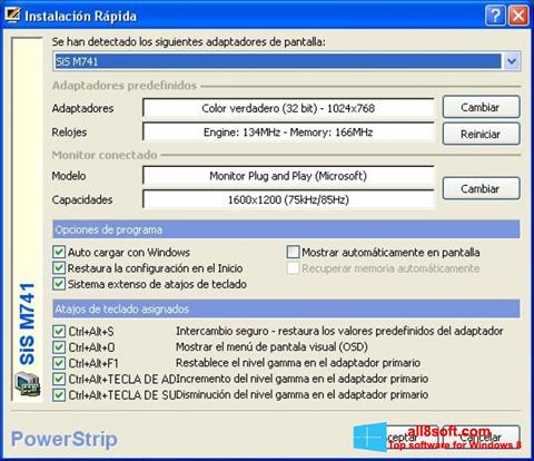 Στιγμιότυπο οθόνης PowerStrip Windows 8