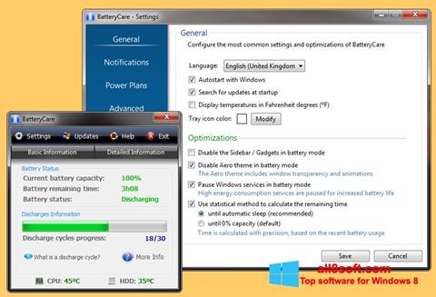 Στιγμιότυπο οθόνης BatteryCare Windows 8