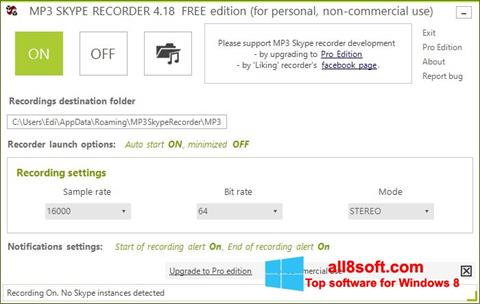 Στιγμιότυπο οθόνης MP3 Skype Recorder Windows 8