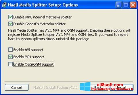 Στιγμιότυπο οθόνης Haali Media Splitter Windows 8