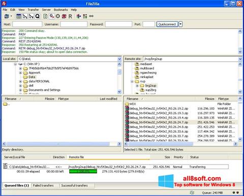 Στιγμιότυπο οθόνης FileZilla Windows 8