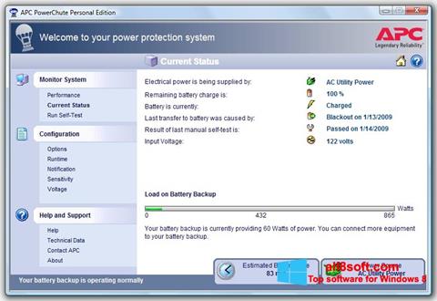 Στιγμιότυπο οθόνης PowerChute Personal Edition Windows 8
