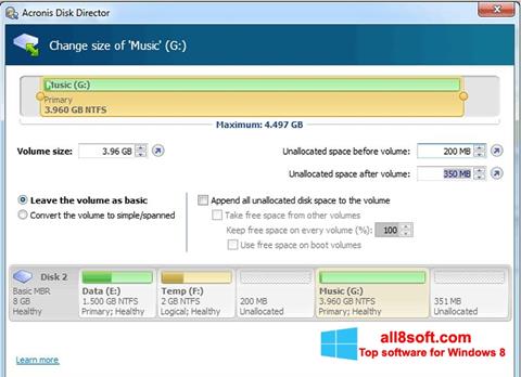 Στιγμιότυπο οθόνης Acronis Disk Director Suite Windows 8