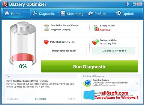 Στιγμιότυπο οθόνης Battery Optimizer Windows 8