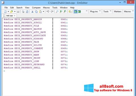 Στιγμιότυπο οθόνης EmEditor Windows 8