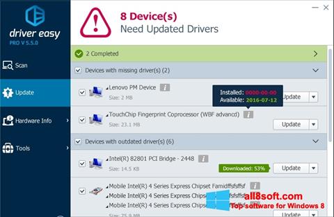 Στιγμιότυπο οθόνης Driver Easy Windows 8