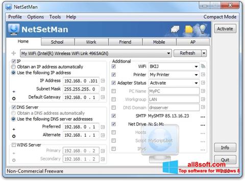 Στιγμιότυπο οθόνης NetSetMan Windows 8