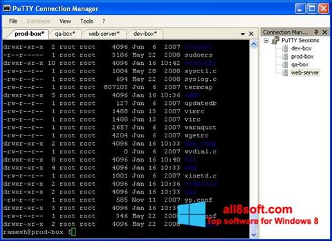 Στιγμιότυπο οθόνης PuTTY Connection Manager Windows 8