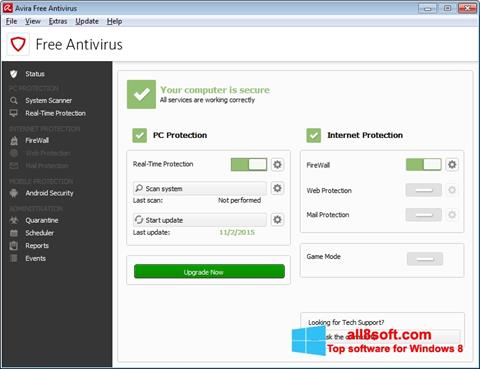 Στιγμιότυπο οθόνης Avira Free Antivirus Windows 8