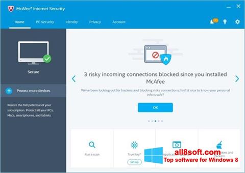 Στιγμιότυπο οθόνης McAfee Internet Security Windows 8