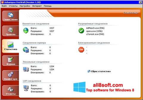Στιγμιότυπο οθόνης Ashampoo Firewall Windows 8