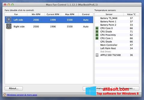 Στιγμιότυπο οθόνης Macs Fan Control Windows 8