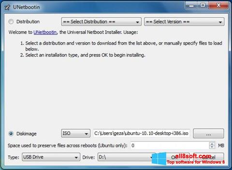 Στιγμιότυπο οθόνης UNetbootin Windows 8
