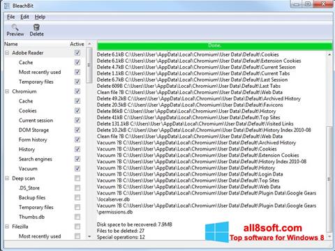 Στιγμιότυπο οθόνης BleachBit Windows 8