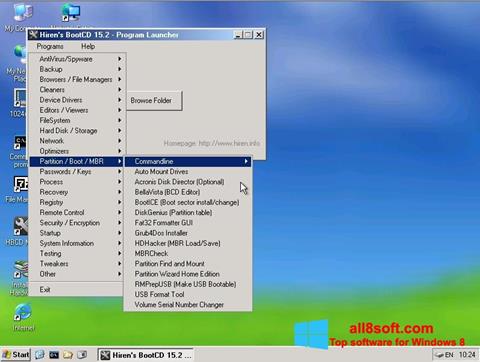 Στιγμιότυπο οθόνης Hirens Boot CD Windows 8