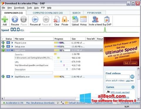 Στιγμιότυπο οθόνης Download Accelerator Plus Windows 8