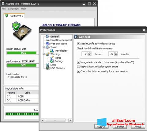 Στιγμιότυπο οθόνης HDDlife Windows 8