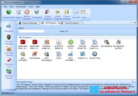 Στιγμιότυπο οθόνης Revo Uninstaller Windows 8