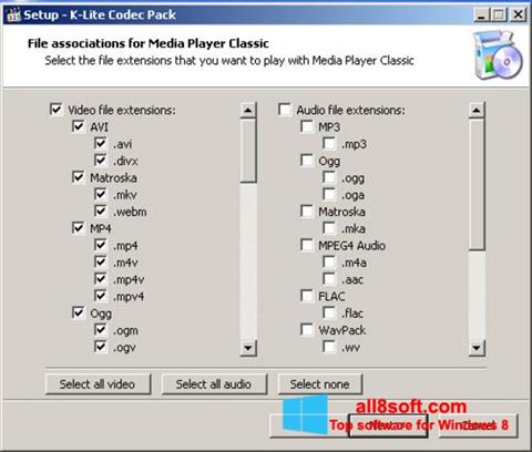 Στιγμιότυπο οθόνης K-Lite Codec Pack Windows 8