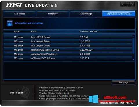 Στιγμιότυπο οθόνης MSI Live Update Windows 8